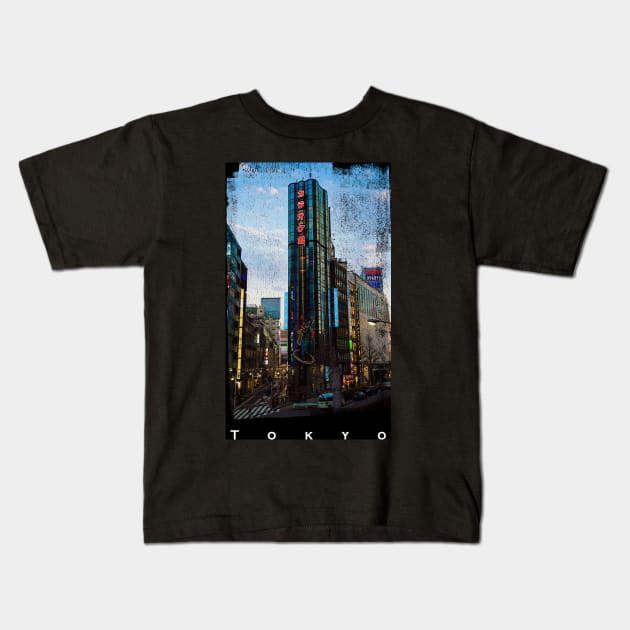 Cool Tokyo Background Kids T-Shirt by SuperSikh Creations